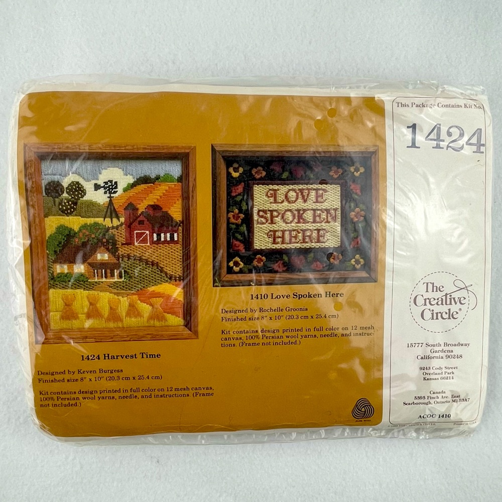 VTG The Creative Circle DIY Needlepoint Kit 1424 Harvest Time 1983 Embroidery